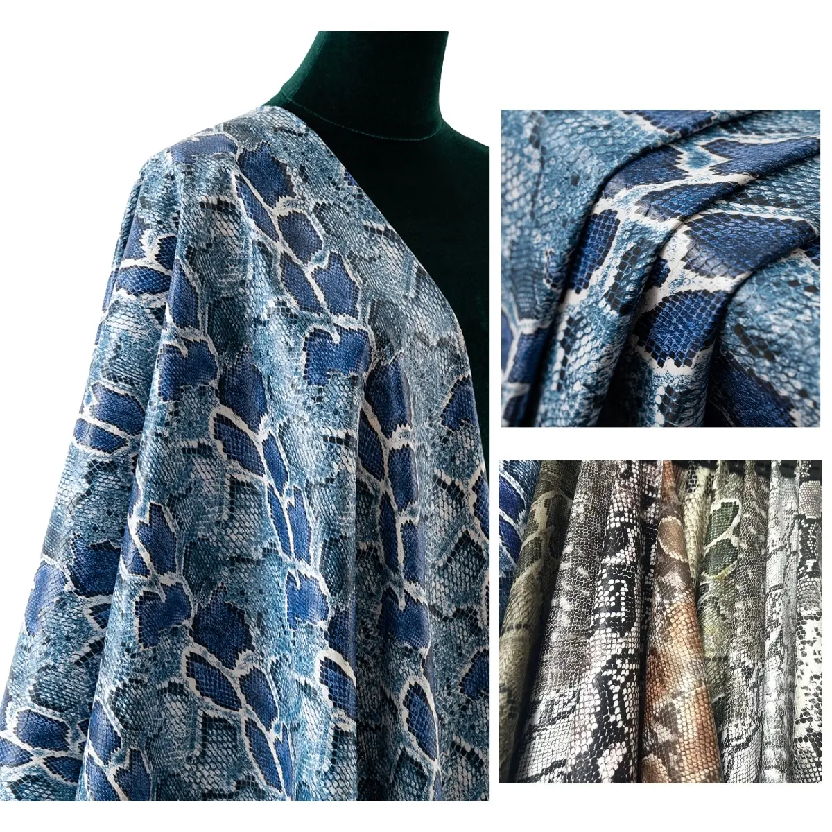 Fashion snake skin pattern digital print synthetic leather for garment