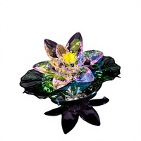 Ornement en quartz clair en forme de lotus, décoration d'intérieur de style chinois, emballé individuellement, cadeau pour voitures ou amis, mariage et anniversaire