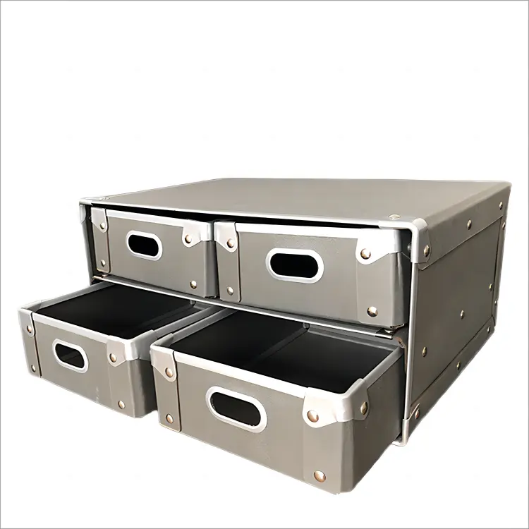 Caja de cajón de almacenamiento para el hogar impermeable y a prueba de humedad de lujo claro gris