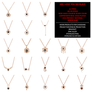 CLARMER, joyería de cobre para mujer, proyección de diamantes de imitación de cristal chapado <span class=keywords><strong>en</strong></span> oro Real, collar con colgante de <span class=keywords><strong>Te</strong></span> <span class=keywords><strong>amo</strong></span> <span class=keywords><strong>en</strong></span> 100 <span class=keywords><strong>idiomas</strong></span> para niña - Product Image 2