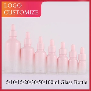 Botella de Vidrio con Gotero en Degradado Rosa de <span class=keywords><strong>5</strong></span>, 10, 30, 50 y 100 ml, Envase Cosmético Recargable - Product Image 2