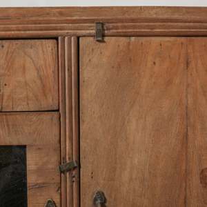 Vintage Indian Heritage Design Cabinet 2 Solid Glass Doors Drawer Honey Toned Teak for Versatile Storage <b>Kitchen</b> Living Room - Product Image 5