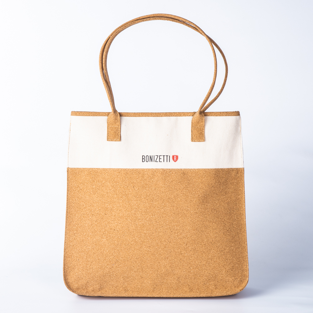 Eco Friendly Riutilizzabili di Tela di Cotone Shopping Bag Logo Personalizzato Sacchetti di Tote di Cuoio di Sughero Naturale