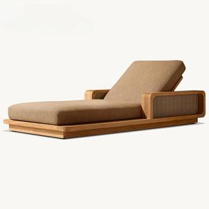 Tumbona moderna de lujo impermeable <span class=keywords><strong>para</strong></span> jardín al aire libre tumbona de madera de teca maciza <span class=keywords><strong>para</strong></span> patio piscina - Product Image 4