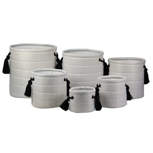 Cesto rotondo in tessuto poliestere beige da 39x36 cm, 1 pezzo - Product Image 1