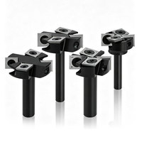 Lot de 4 fraises à indexation en carbure pour défonceuse, pour fraisage de fond et rainurage, pour le travail du bois CNC, avec inserts remplaçables à 4 faces