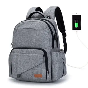 Muestra Gratis: Práctica Mochila Maternal y Bolsa de Pañales Antirrobo con USB, Organizador de Pañales para Bebé de Poliéster - Product Image 1