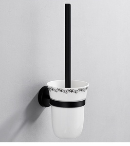 Ensemble d'accessoires de salle de bain noir mat 5 pièces, barres porte-serviettes murales, étagère, porte-papier toilette, porte-brosse, étagère d'angle - Product Image 4