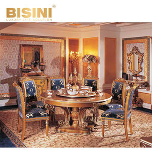 Mesa de madera Mesa redonda rectangular de madera maciza Silla de comedor dorada de madera maciza Reposabrazos Mesa de <span class=keywords><strong>restaurante</strong></span> Combinación de silla de comedor - Product Image 6