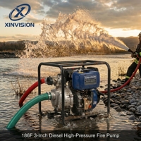 Pompe à eau diesel 9HP haute pression 150m pour système d'irrigation agricole en montagne, unité d'irrigation agricole haute pression 3 pouces 186F