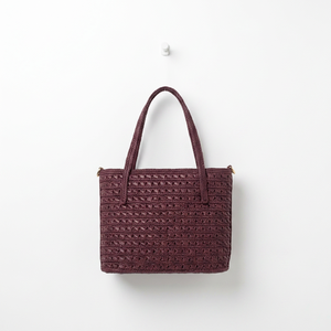 Fashion Woven Raffia Shoulder <b>Bag</b> Brown <b>Tote</b> Handbag Geometric Pattern <b>Zip</b> Closure Single Strap for Daily Travel - Product Image 2