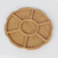 Plateau de service en bois écologique en forme de soleil à sept compartiments pour barbecue et salade, vaisselle personnalisable pour la rentrée scolaire