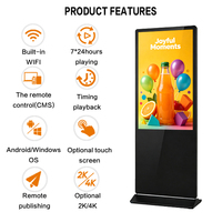 Pantalla de publicidad LCD para interiores de 55 pulgadas Pantalla de medios de quiosco con programa de marketing de afiliados Instalación de piso Señalización digital