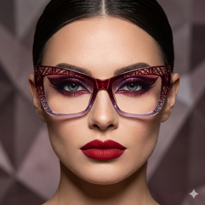 Gafas de mujer con filtro de luz azul, estilo europeo americano, montura óptica sólida con textura de ojo de gato, hueca, progresiva y de color. - Product Image 4