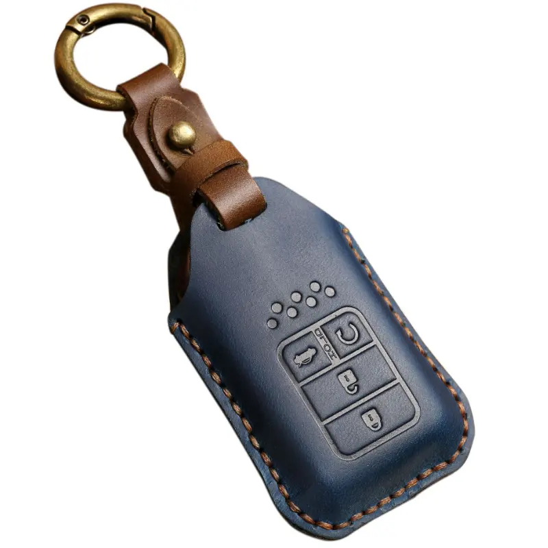 Superior Genuine Leather Auto Key Holder Smart KeyChain Protector Cover Car Key Case with Metal Hook