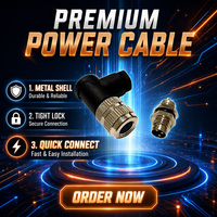 Connecteur étanche M12 DIN 4P IP67 en cuivre plaqué or 12V, type T/Y, mâle vers femelle