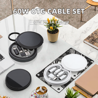 Adaptateur OTG personnalisé Eco ABS 60W 3A tresse de charge rapide tout-en-un ensemble de câbles de données à charge rapide 60W avec boîte de rangement porte-clés