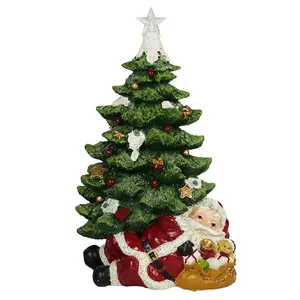 Pohon Natal Buatan, Dekorasi Cahaya Pohon Natal Poliester Santa Manusia Salju