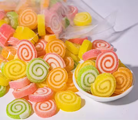 Wholesale Chewy Soft Acid Sugar Sand Coated Gummy Candy Colorful Roll Shaped Sweet Fruit Flavors Haccp/BRC Halal Certified
