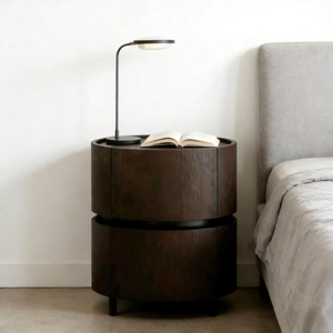 Jinruishengda <span class=keywords><strong>Comodino</strong></span> in Stile Italiano Minimalista in Legno Massello con Piano in Vetro, Mobile Multifunzionale di Alta Gamma per Camera da Letto - Product Image 1
