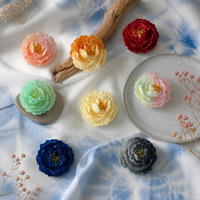Accessoires floraux en résine faits à la main, motif noble, style Guofeng, rose à double pétale, tie-dye lumineux Firefly, pour cartes, avec effet de gouttelettes de colle