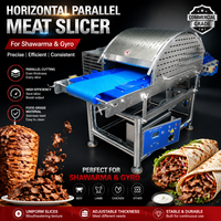 Trancheuse à viande horizontale automatique pour la production de shawarma, gyro, doner kebab, machine à découper en couches à haute efficacité