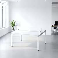 Poste de travail modulaire en panneaux de bois pour 2 personnes, 120x120x75cm, mobilier commercial moderne