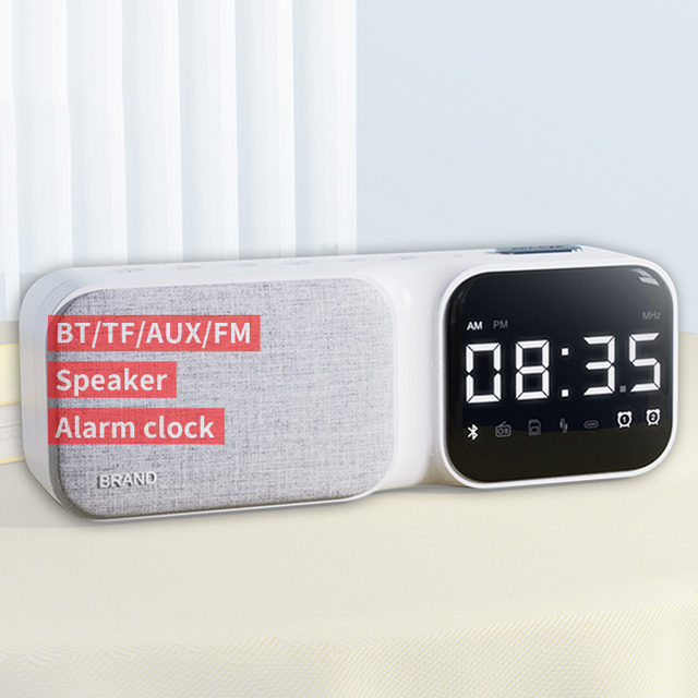 Custom 8 in 1 HF16 HD Clock Display Bluetooth Speaker with CE FCC UL Certified FM Radio Wired TF Card Home Smart Screen Speakers
