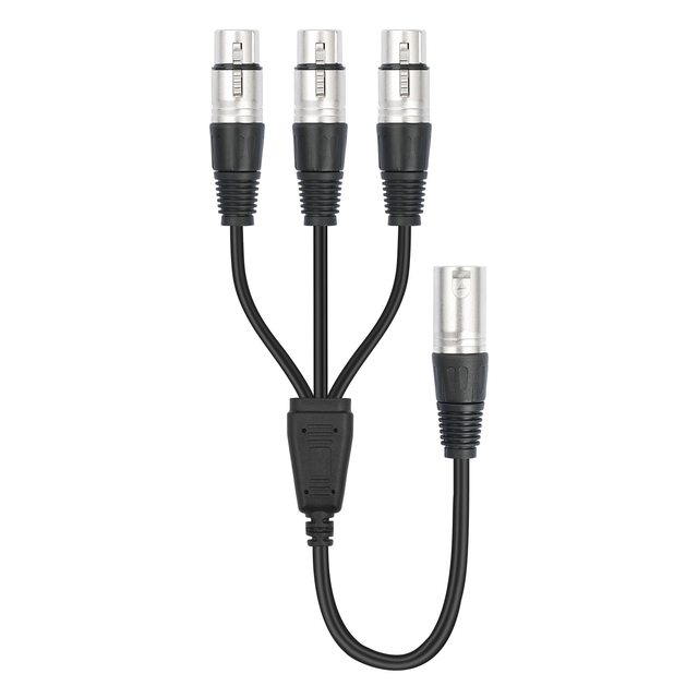 0.6M XLR Splitter Cable, 3-Pin XLR Male to 3 XLR Female Audio Cord, 1-to-3 Balanced Microphone Cable for Mixers & Preamps