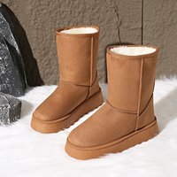 Nouvelles bottes d'hiver pour femmes, élégantes et confortables, mi-hautes, fourrées, antidérapantes, imperméables, chaussures chaudes pour l'extérieur