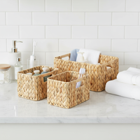 Paniers de rangement en jacinthe d'eau naturelle pour l'organisation, paniers tissés décoratifs avec poignées de transport