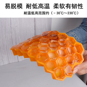 ถาดน้ำแข็งซิลิโคนแบบนุ่มพร้อมฝาปิด ชุดแม่พิมพ์รูปทรงรังผึ้งสี่เหลี่ยมสำหรับโคล่าและเครื่องดื่ม สีสุ่มจัดส่ง - Product Image 4