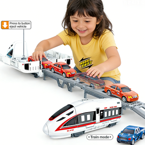 Ensemble de piste de catapulte EPT Train - Jouet à double mode de propulsion par friction, piste pliable avec lanceur de voitures, jouet éducatif pour véhicules - Product Image 1