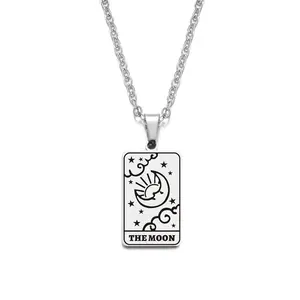 2401 zhongqi supply of stainless steel jewelry niche design sense Tarot card pendant titanium necklace sweater chain manufactur