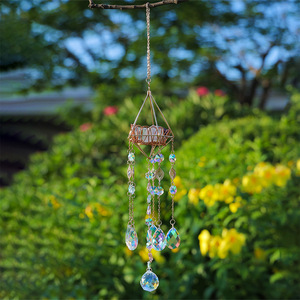 Original Stone Crystal Wind Bell com Golden Air <span class=keywords><strong>Frame</strong></span> Pendant <span class=keywords><strong>Suncatcher</strong></span> para decoração do pátio - Product Image 2
