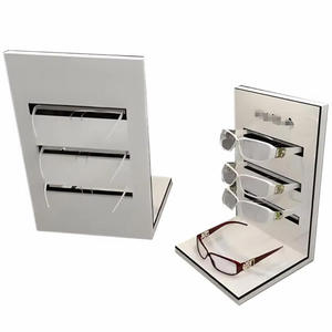 Espositore per Occhiali a 3 Ripiani in Acrilico Bianco, Personalizzabile e Smontabile, con Rivestimento UV, per Negozi di Occhiali da Presbiopia e Miopia, Servizio Bancario - Product Image 1
