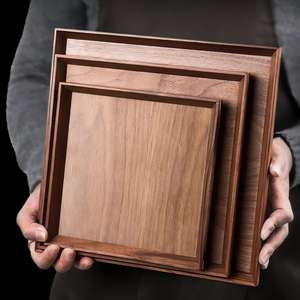 Bandeja Rectangular Grande de <span class=keywords><strong>Madera</strong></span> Natural de Nogal Negro para Alimentos, Regalo, Servicio, Frutas Secas, Café, Sushi, Estilo Rústico - Product Image 4