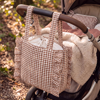Nouvel Arrivage : Sac Organisateur Suspendu pour Poussette à Volants, Motif Quadrillé Rouge et Blanc, Sac Fourre-tout pour Maman