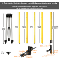 Tige de niveau laser en alliage d'aluminium 3.6m trépied de levage télescopique portable étendu avec ZCG360-T d'interface 1/4 "et 5/8"