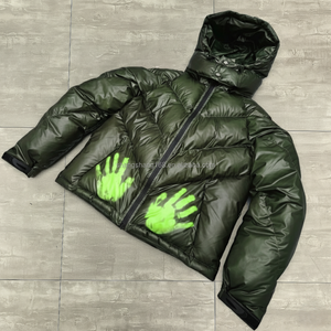 カスタマイズされた衣料品メーカーメンズ冬カーディガンストリートウェアコート熱反応性PUフグブレーカージャケット男性用 - Product Image 1