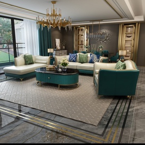 Sofá de cuero genuino moderno de lujo americano, conjunto de sala de estar de madera maciza cómoda para uso doméstico o hotelero - Product Image 6