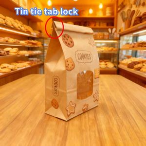 Sacs de boulangerie en papier sulfurisé avec fenêtre, en matériaux recyclés, fermeture à lien métallique pour biscuits, snacks, bonbons et perles - Product Image 3