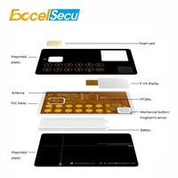 Carte intelligente Java avec écran E Ink, code QR, image, NFC, alimentée par Bluetooth, 13 boutons