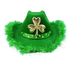 Chapeau de cowboy pour fête de la Saint-Patrick, bord effiloché, trèfle, vert, fête de carnaval, fil argenté, chapeaux de cowgirl nationaux irlandais - Product Image 6