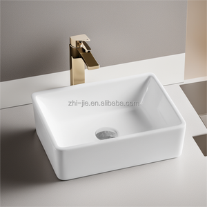 Vasque de salle de bain en céramique blanche au design moderne, lavabo artistique - Product Image 1