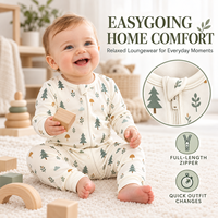 Combinaison bébé en bambou au design simple, fibre spandex, décontractée, printemps, fermeture éclair bidirectionnelle, couleur unie, unisexe, nourrisson