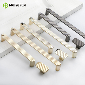Perlengkapan Furnitur Gagang dan Kenop Lemari Dapur Logam, Gagang Tarik Lemari Kuningan Bertekstur Knurled - Product Image 1