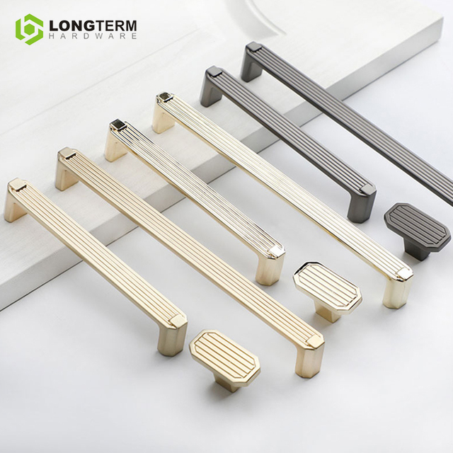 Furniture Hardware Kitchen Cabinet Door Drawers Metal Handles and Knobs Brass Knurled Textured Cabinet Pull Handles