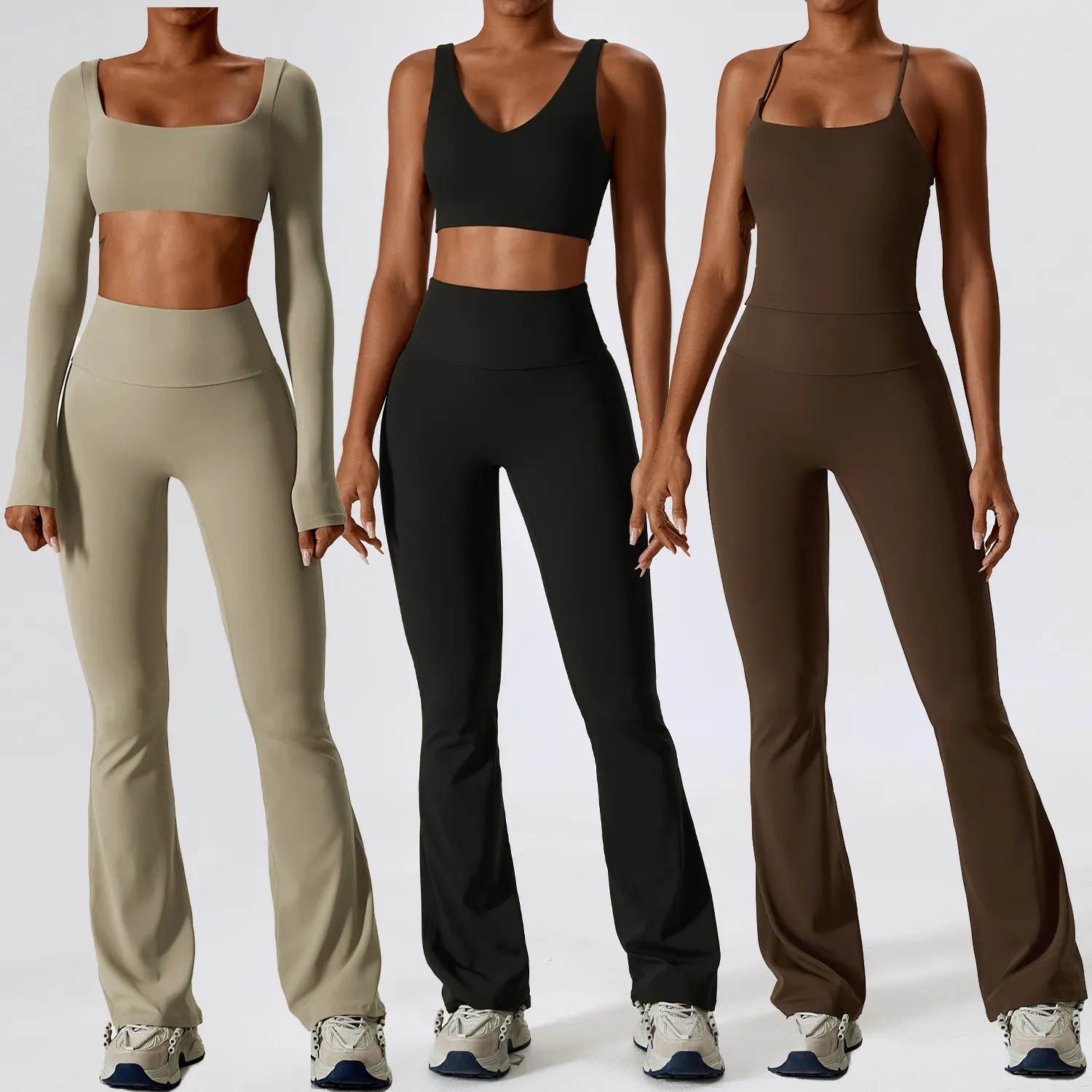 Bnice Custom Logo High Stretchy GYM Fitness Yoga Wear Sets Cloths Workout Flares Pants Leggings Yoga Sets For Women