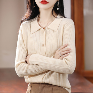Cardigã Feminino de Lã 100% Tricotado, Quente, Confortável, Elegante, Versátil, Liso, Casual, Respirável, com Fenda e Manga Comprida para o Inverno - Product Image 1